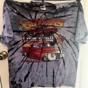 Hanes Black and Red hot rod good guys vintage tee tie dyed